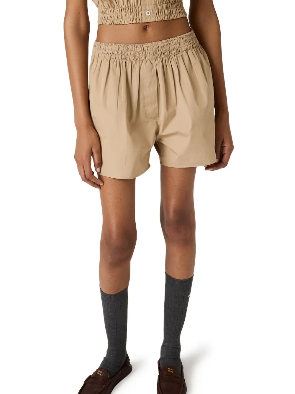Miu Katoenen shorts Beige