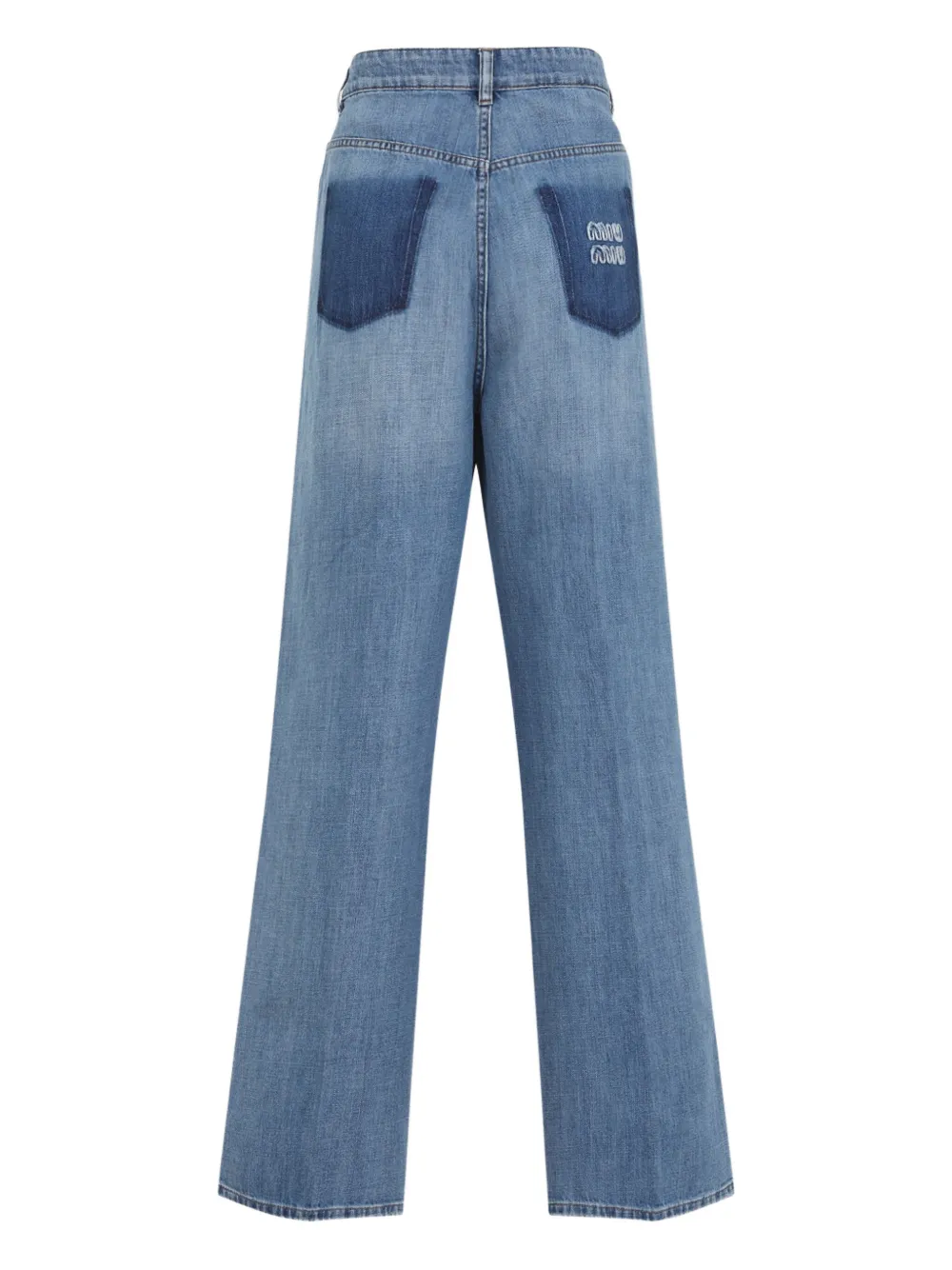 Miu Miu logo-appliqué jeans - Blauw