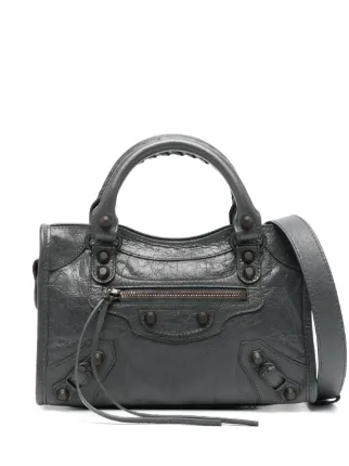 BALENCIAGA Mini Shopping Bag グレー Balenciaga Paper Mini Handbag Shoulder Bag 2way Gray Leather