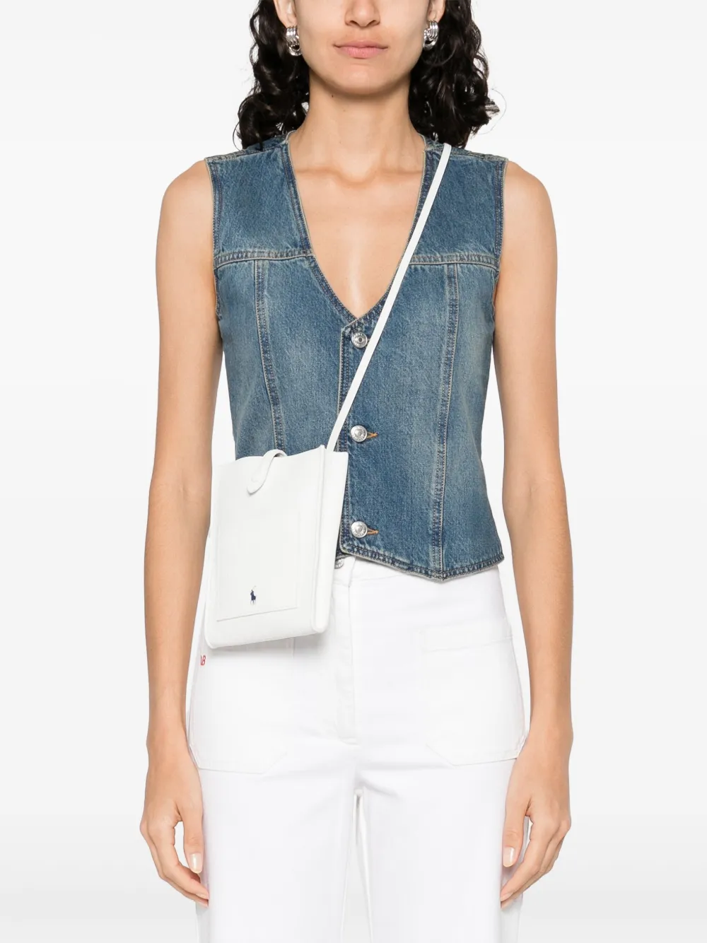 Polo Ralph Lauren Umhängetasche Aus Leder In White