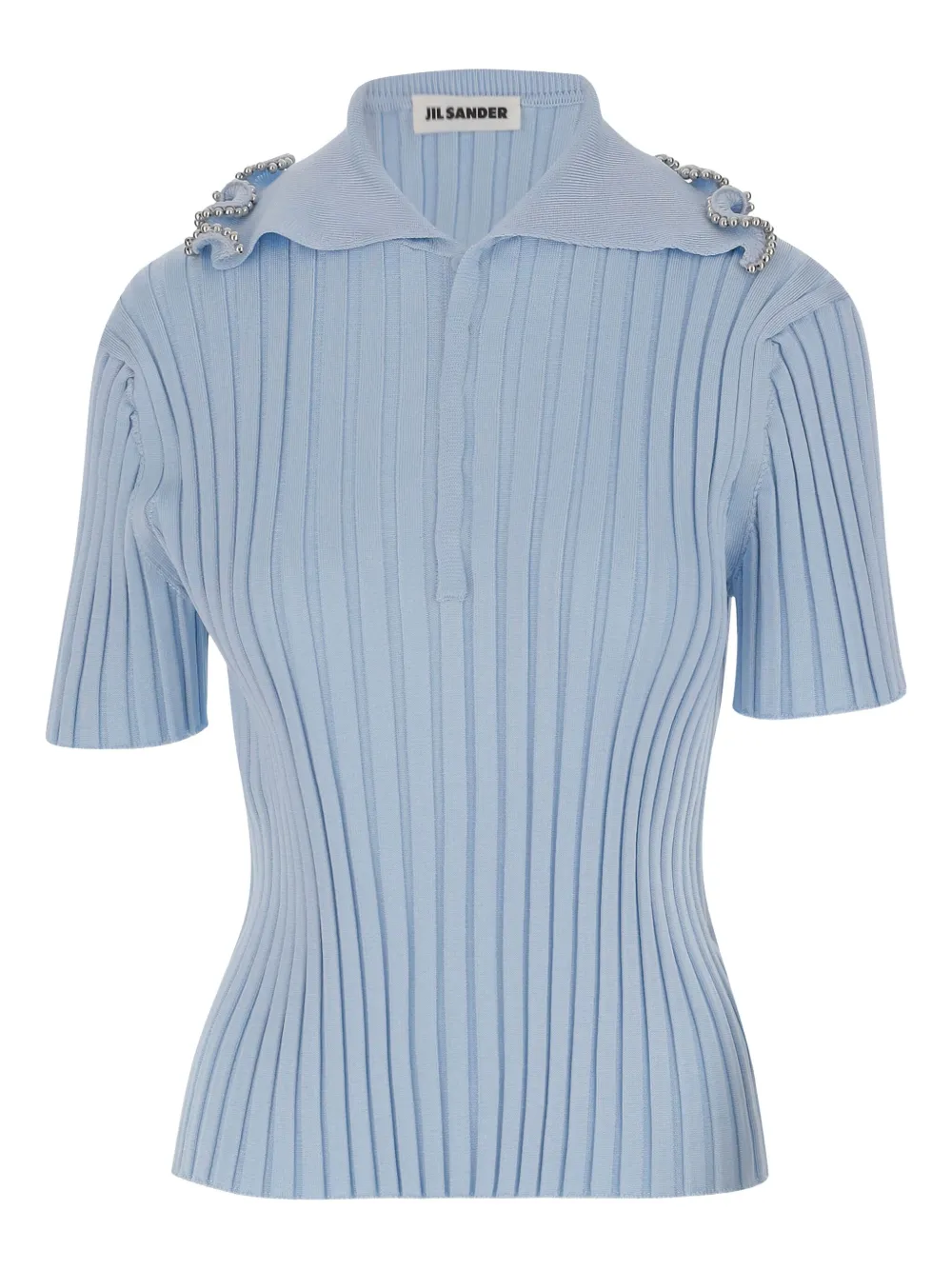 Jil Sander ribbed polo top Blauw
