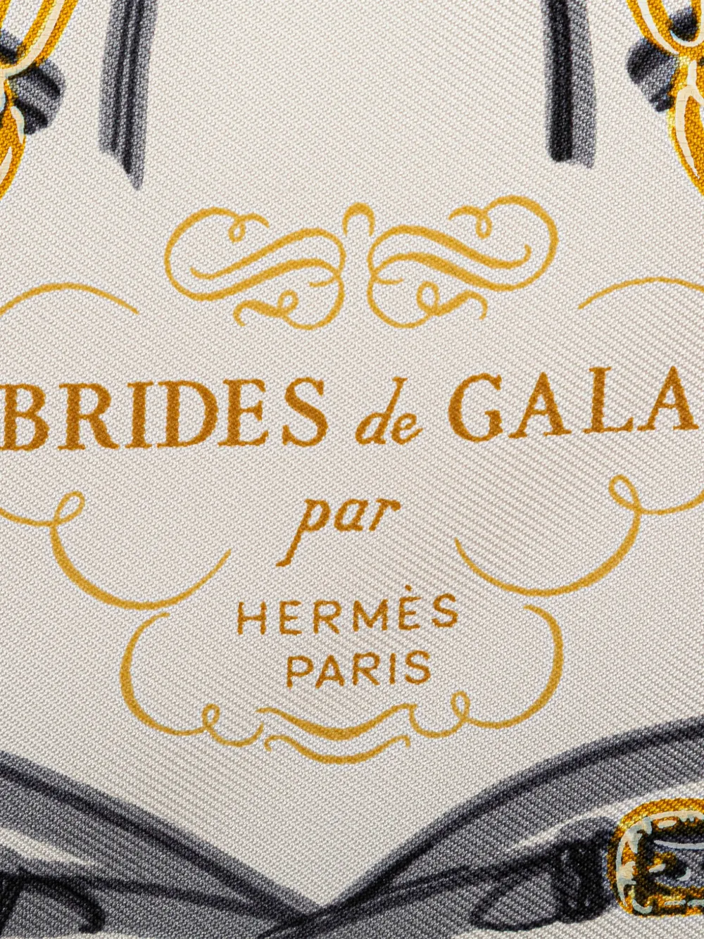 Pre-owned Hermes 2020-2025 Mini Brides De Gala Giant Triangle Silk Scarf Scarves In Gold