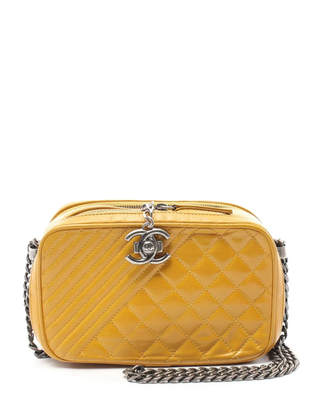 Pre-owned Chanel 2014-2015 Small Quilted Glazed Calfskin Coco Boy Camera Bag Crossbody Bag