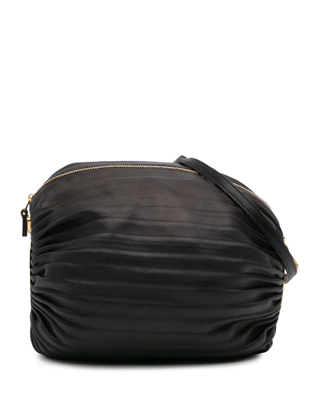 Loewe Pre-Owned 2022 プリーツ ナッパ ブレスレット ポーチ ショルダーバッグ - ブラック Loewe Pre-Owned 2022 プリーツ ナッパ ブレスレット ポーチ ショルダーバッグ - ブラック