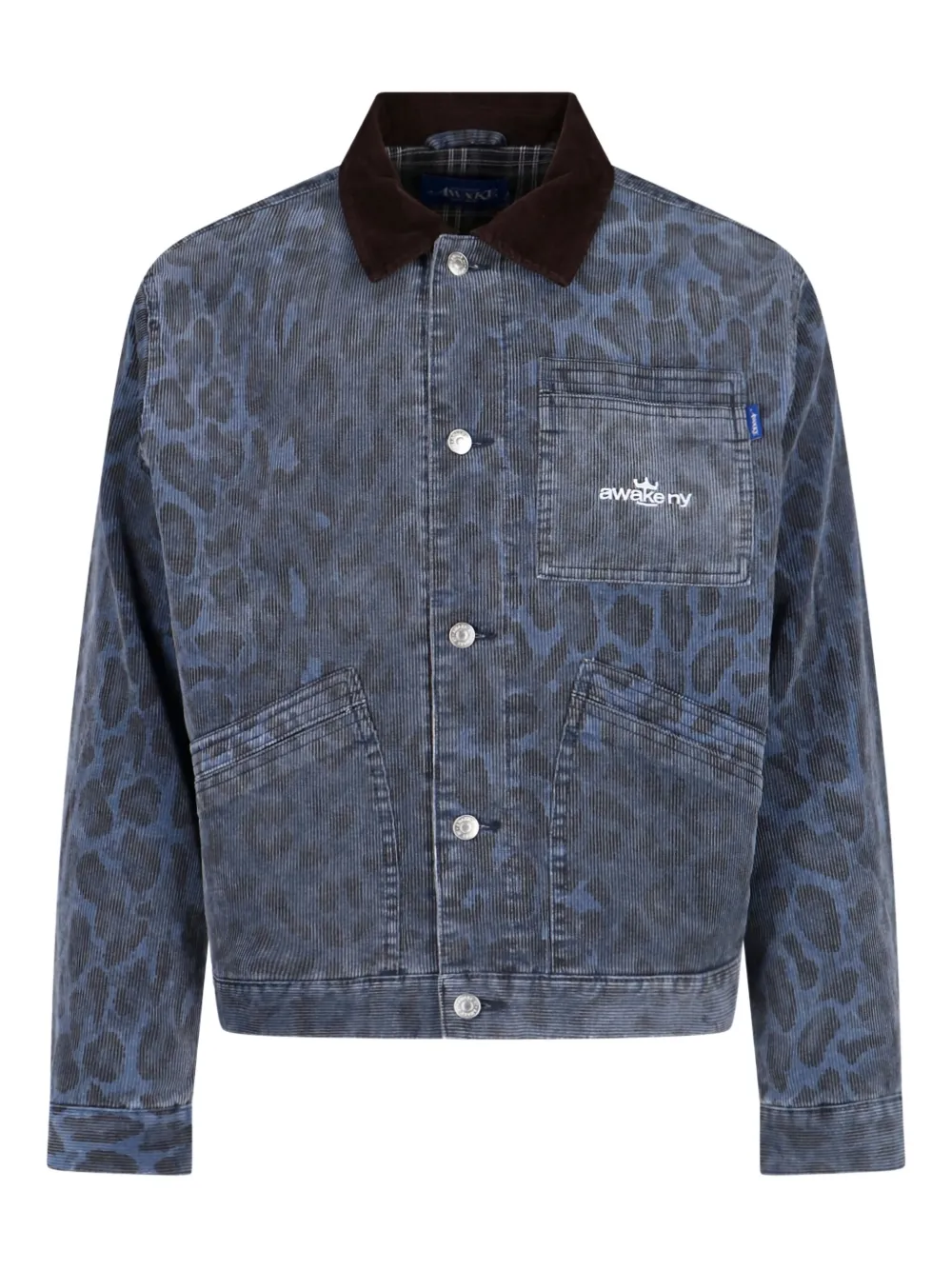 Awake NY NY leopard-print denim jacket | Blue | Image 1