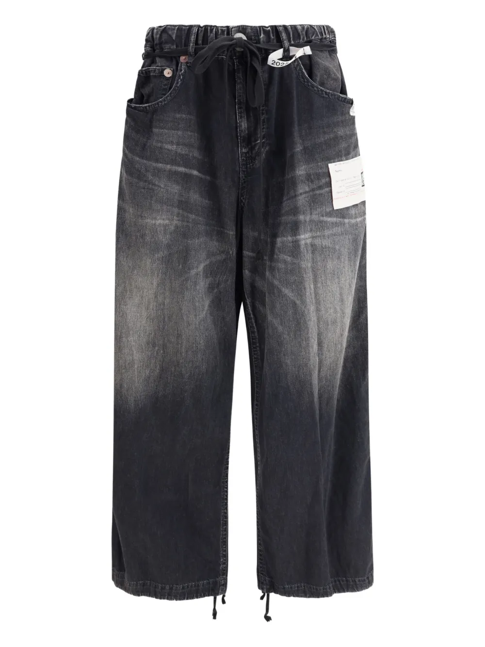 drawstring-waist patch-pocket jeans