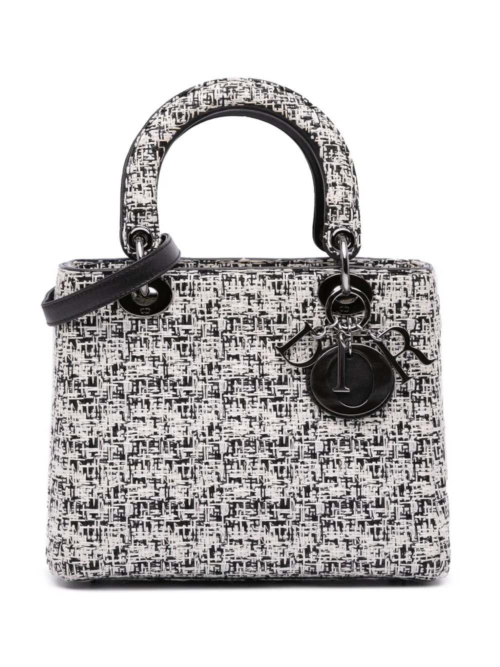 Christian Dior Pre-Owned 2013 ミディアム ツイード レディ ディオール サッチェルバッグ - ホワイト Christian Dior Pre-Owned 2013 ミディアム ツイード レディ ディオール サッチェルバッグ - ホワイト