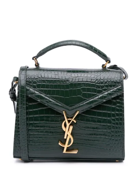 Saint Laurent Pre-Owned 2020 Mini Croc Embossed Calfskin Monogram Cassandra Top Handle Bag satchel