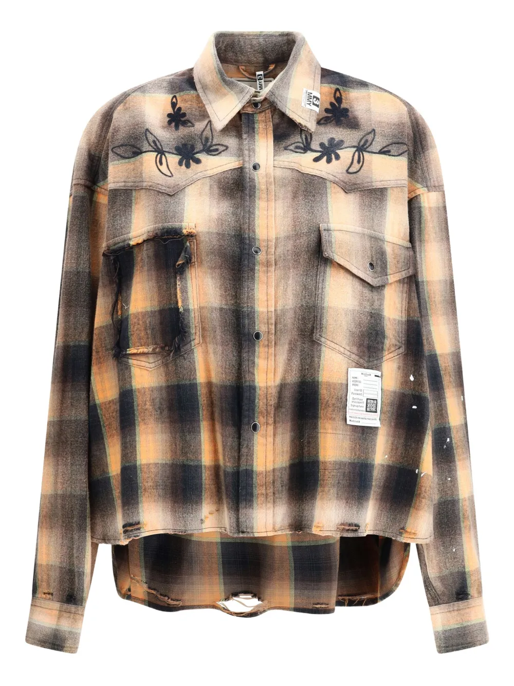 Maison MIHARA YASUHIRO Geruit katoenen blouse Bruin