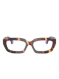 Alain Mikli striped rectangle glasses - Striped Havana Brown Yellow