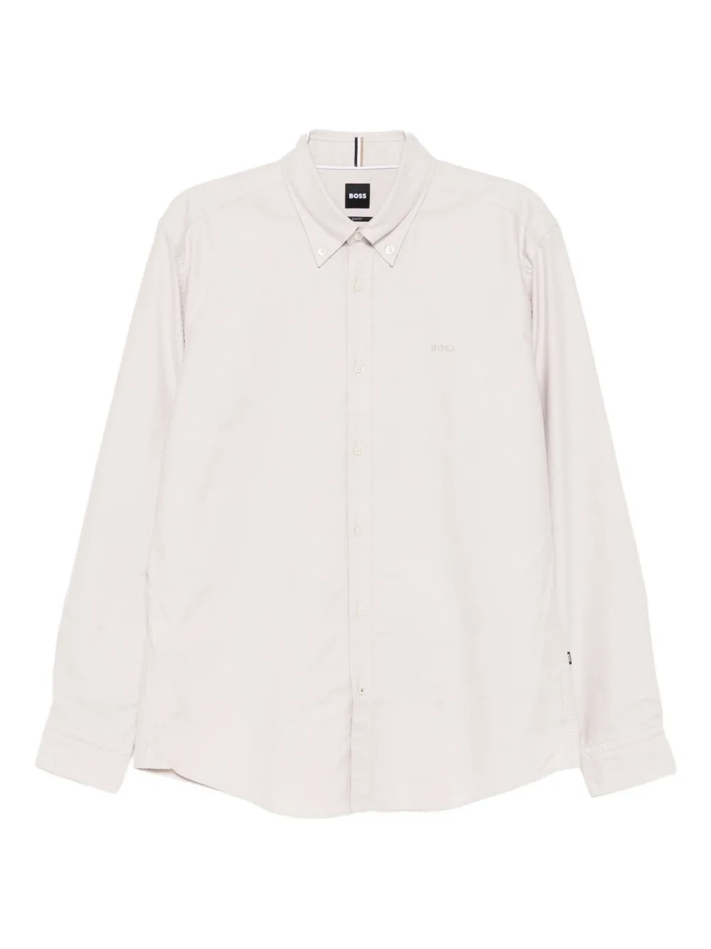 Hugo Boss Boss Logo-embroidered Cotton Shirt In Neutral
