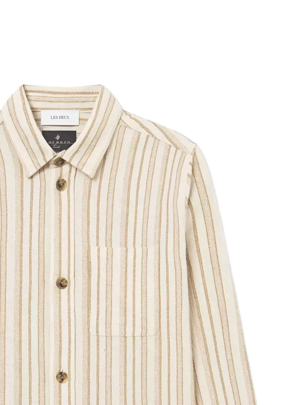  Les Deux Stripe Long-sleeve Shirt Jacket - Neutrals 