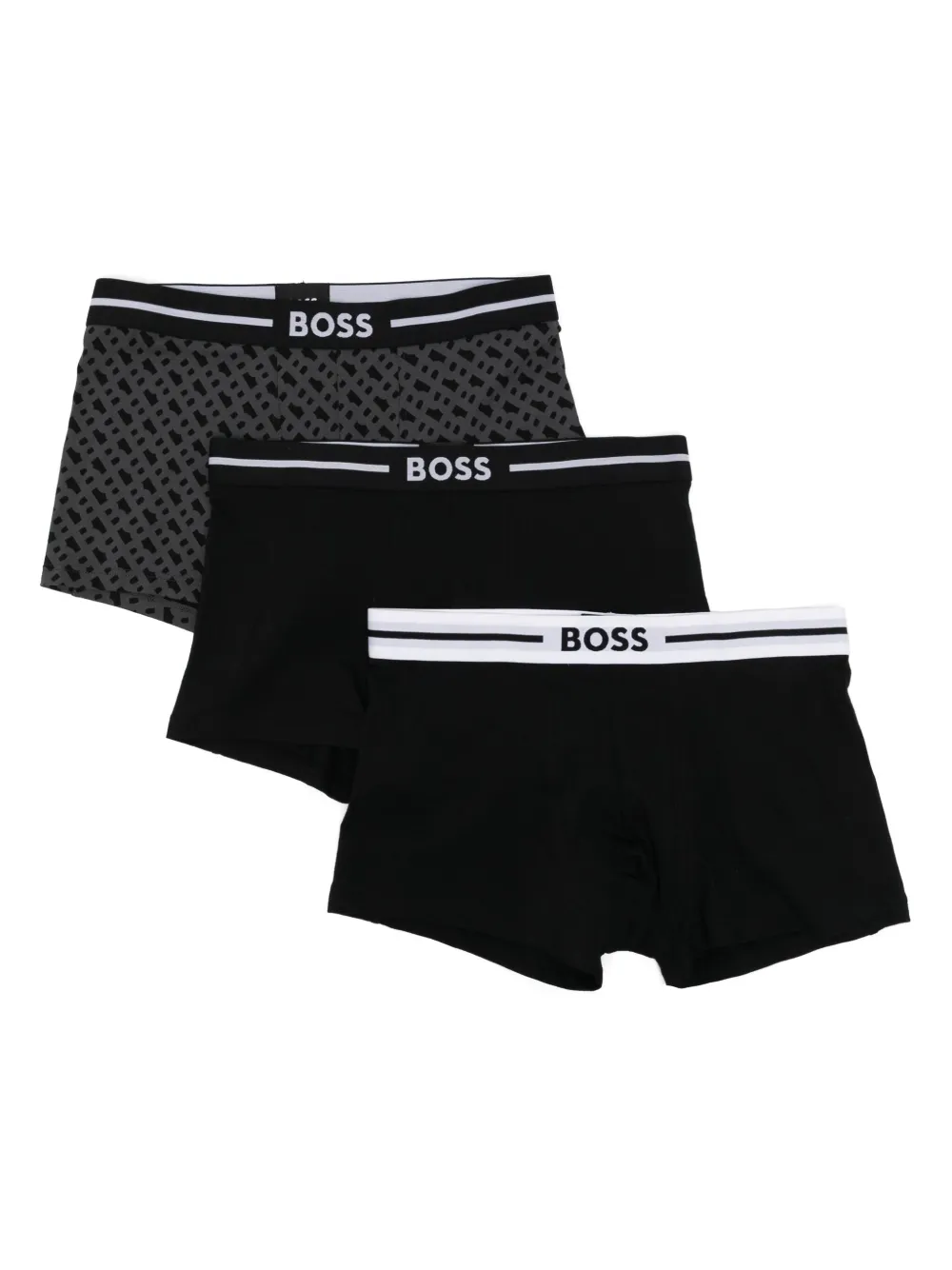 BOSS Drie boxershorts met logoprint Zwart