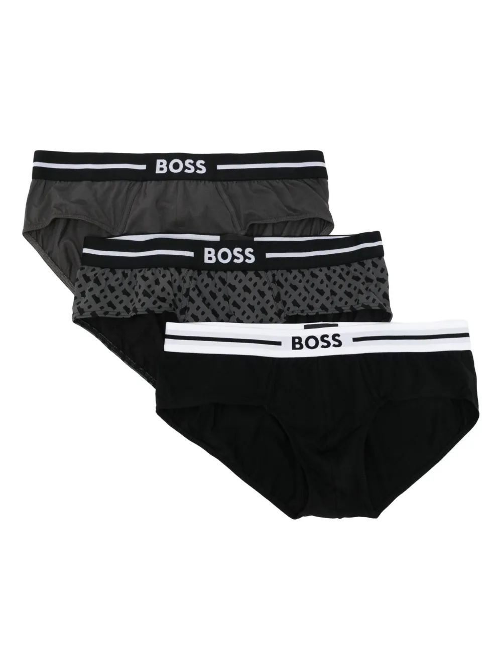 BOSS Drie boxershorts met logoband Zwart