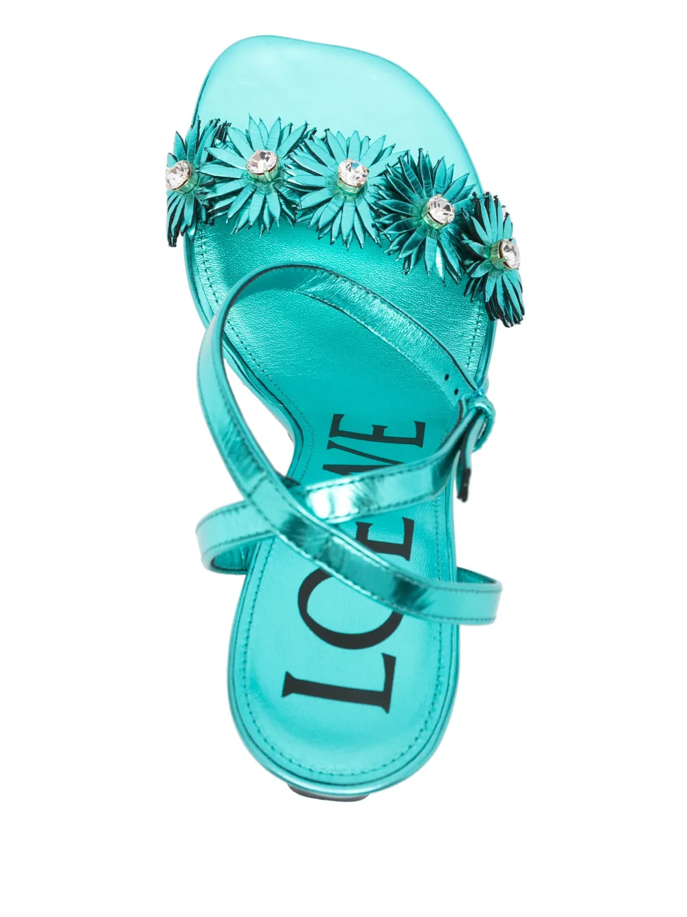 LOEWE x Paula's Ibiza 100mm floral-appliqué sandals Blue