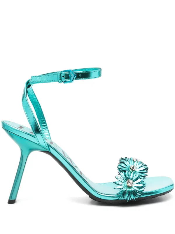 Loewe X Paula's Ibiza 100mm Floral-appliqué Sandals in Blue