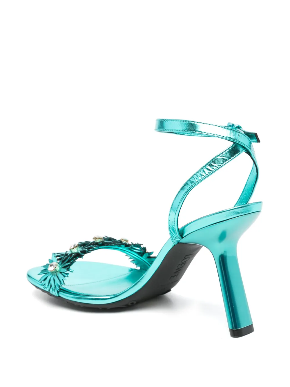 LOEWE x Paula's Ibiza 100mm floral-appliqué sandals Blue