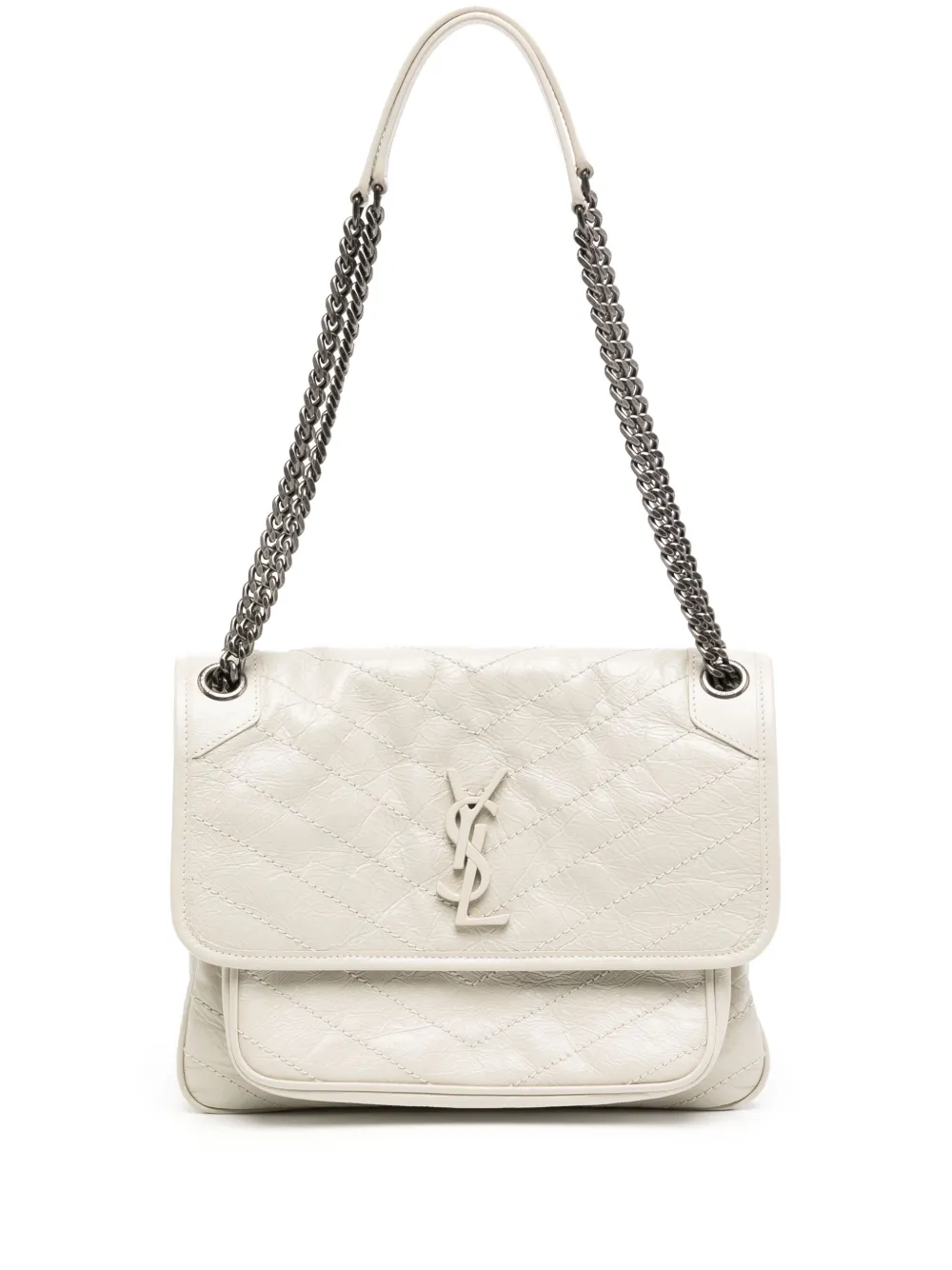 Saint Laurent large Nikki M crinkled shoulder bag Beige