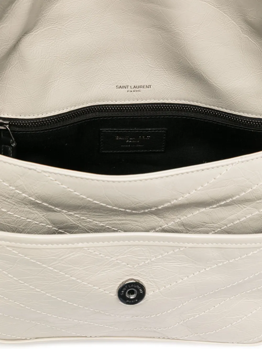 Saint Laurent large Nikki M crinkled shoulder bag Beige