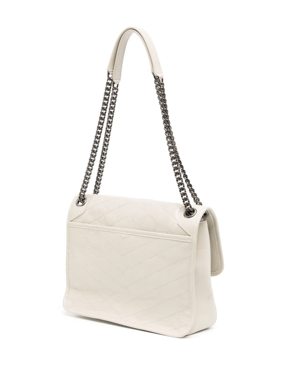 Saint Laurent large Nikki M crinkled shoulder bag Beige