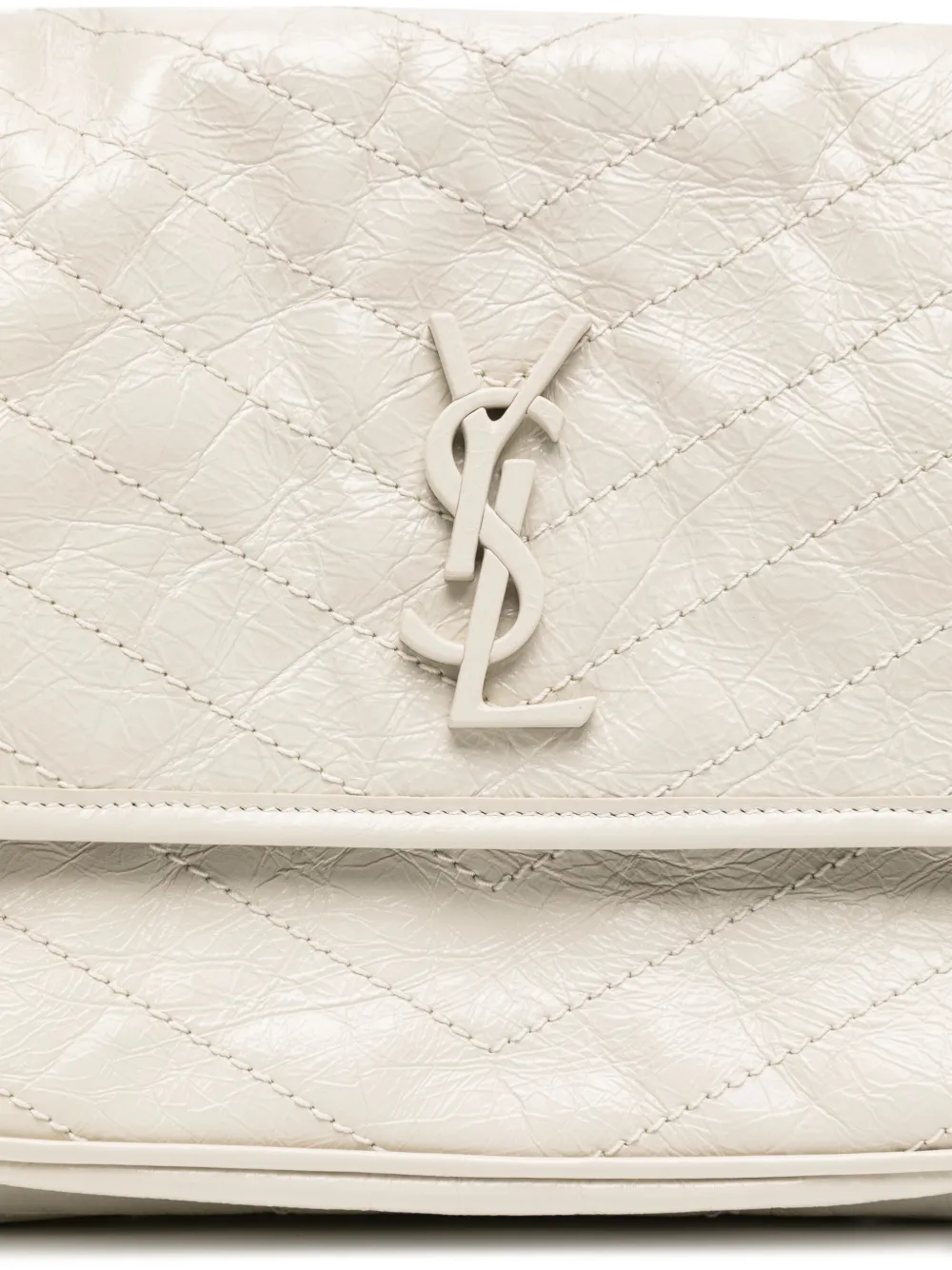Saint Laurent large Nikki M crinkled shoulder bag Beige