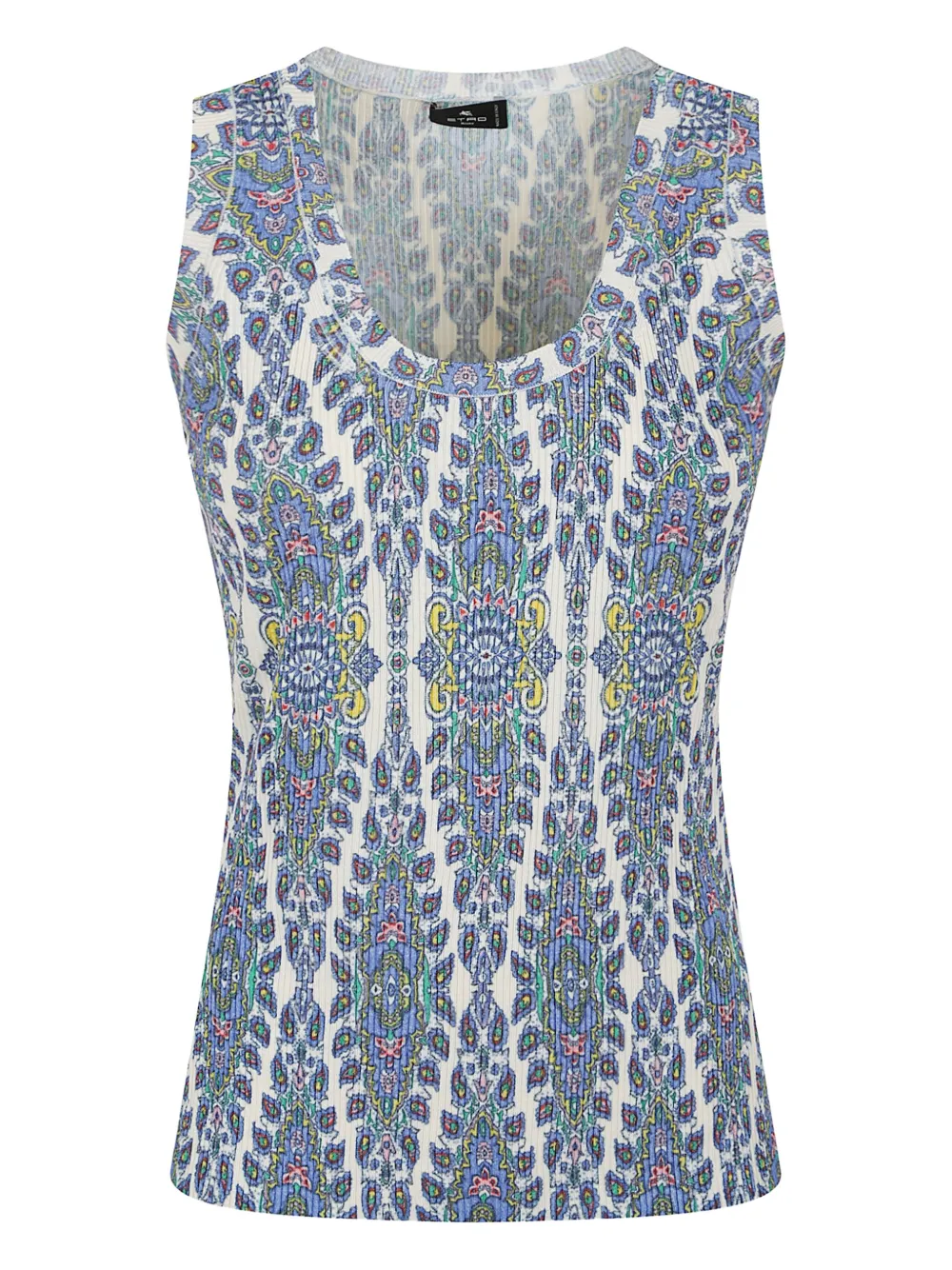 ETRO Geribbelde top met paisley-print Blauw