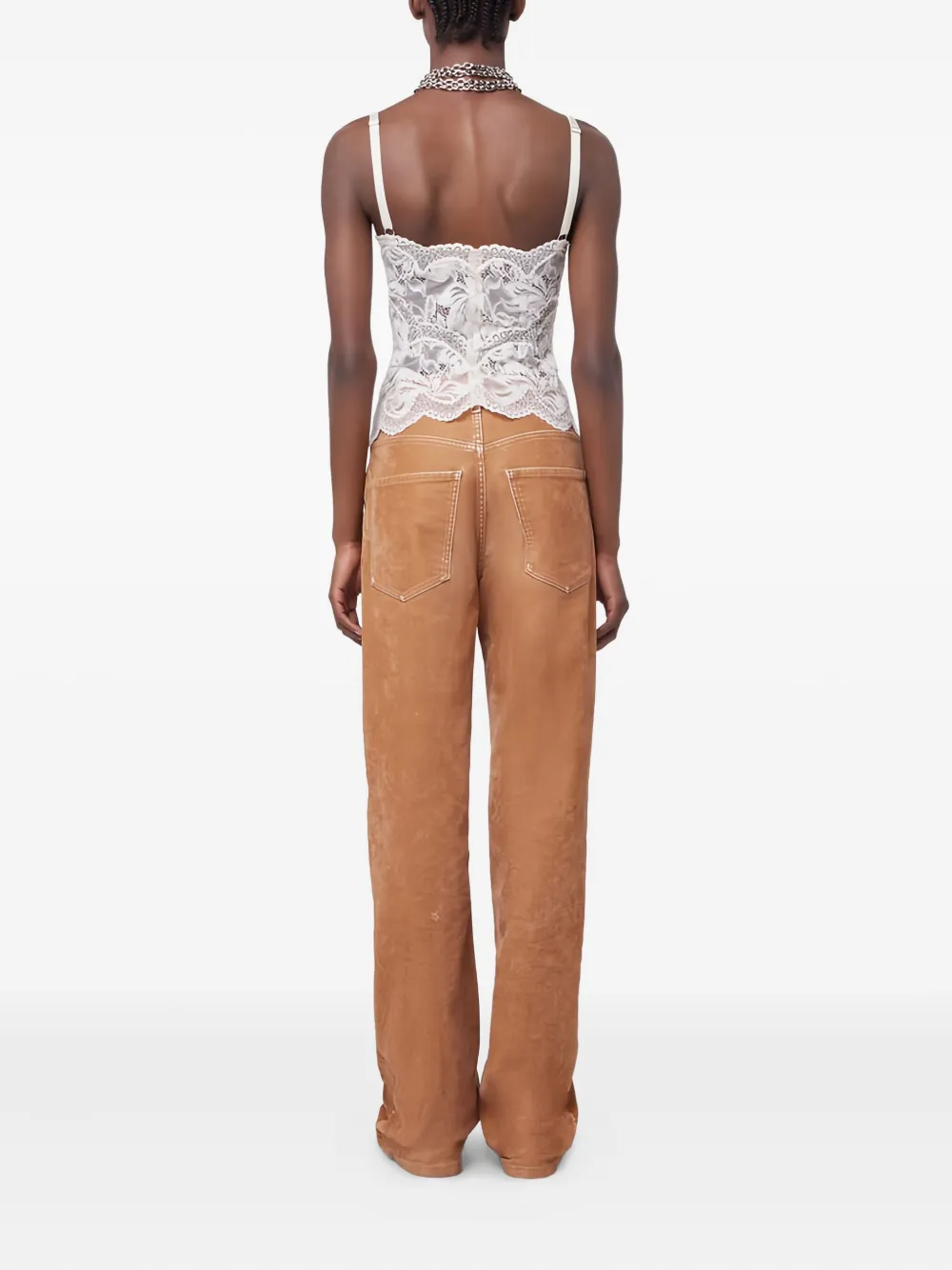 Rabanne Tanktop van kant Beige