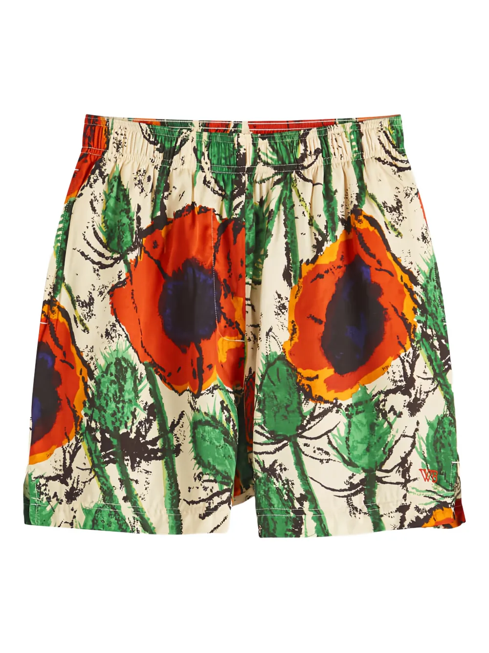 Wales Bonner poppy-print elasticated shorts | Neutrals | Image 1