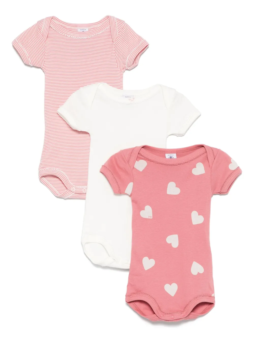 Petit Bateau ハートプリント ベビーウェア セット - ピンク Petit Bateau ハートプリント ベビーウェア セット - ピンク