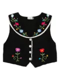 Rixo Monica embroidered lace-trim top - Black