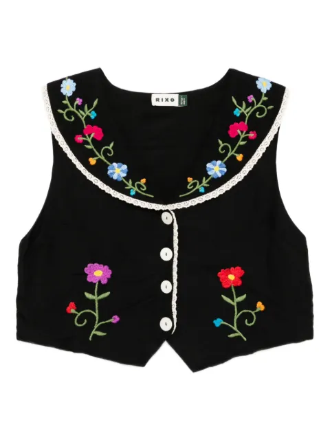 Rixo Monica embroidered lace-trim top