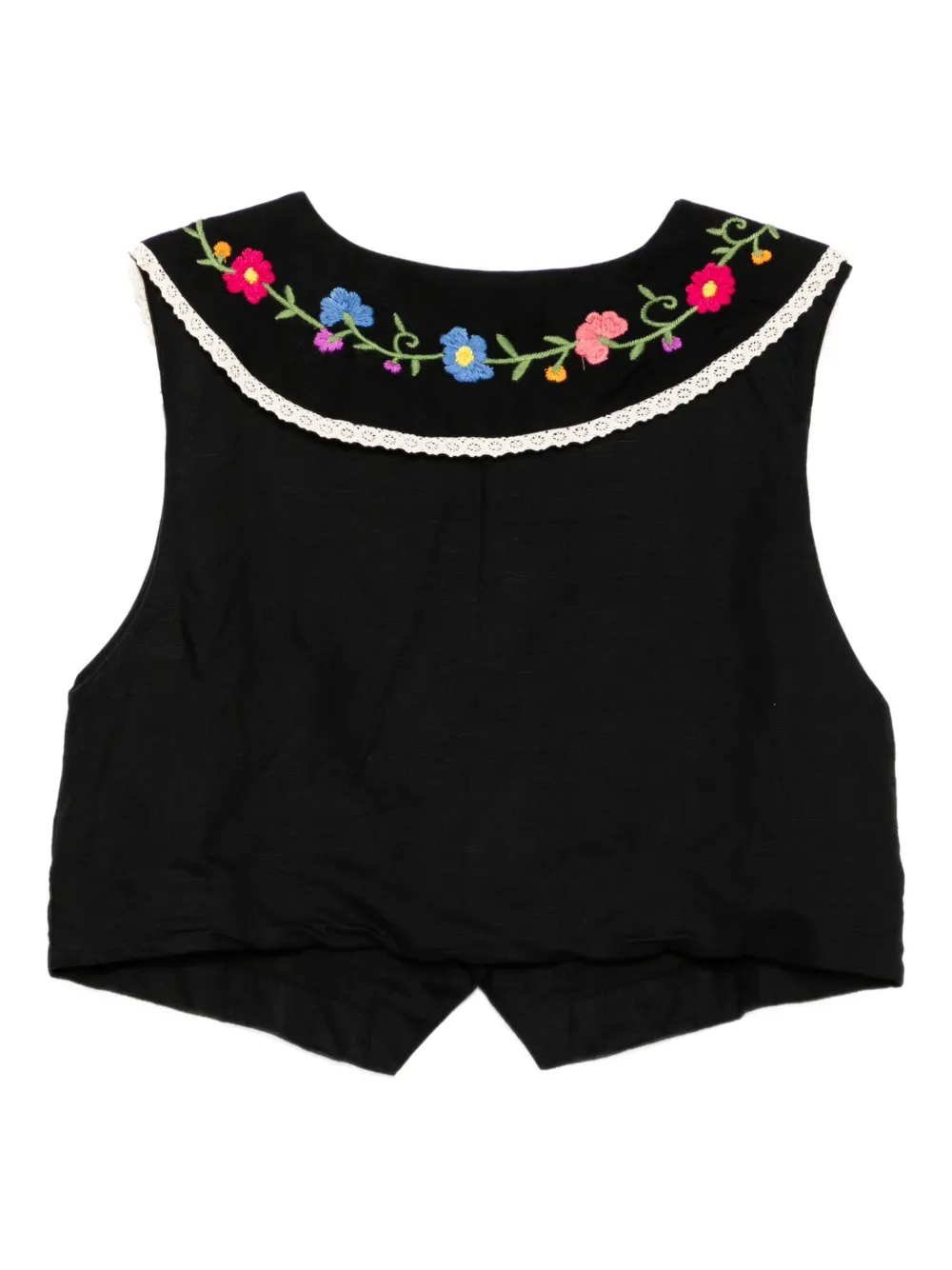Rixo Monica top met geborduurd kant - Zwart