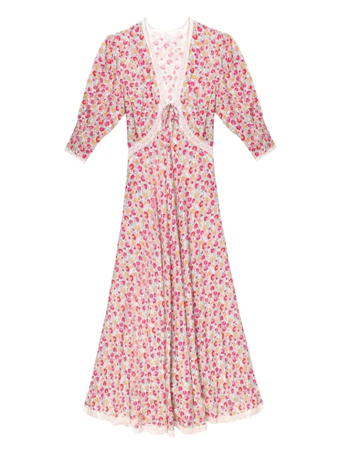 Rixo vestido midi con ribete de encaje