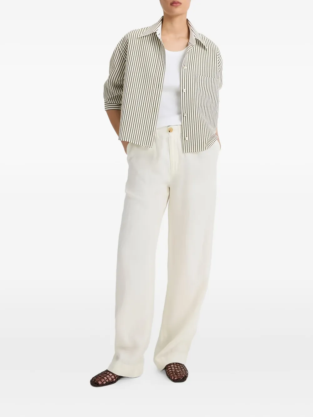 Vince Gestreept overhemd Beige