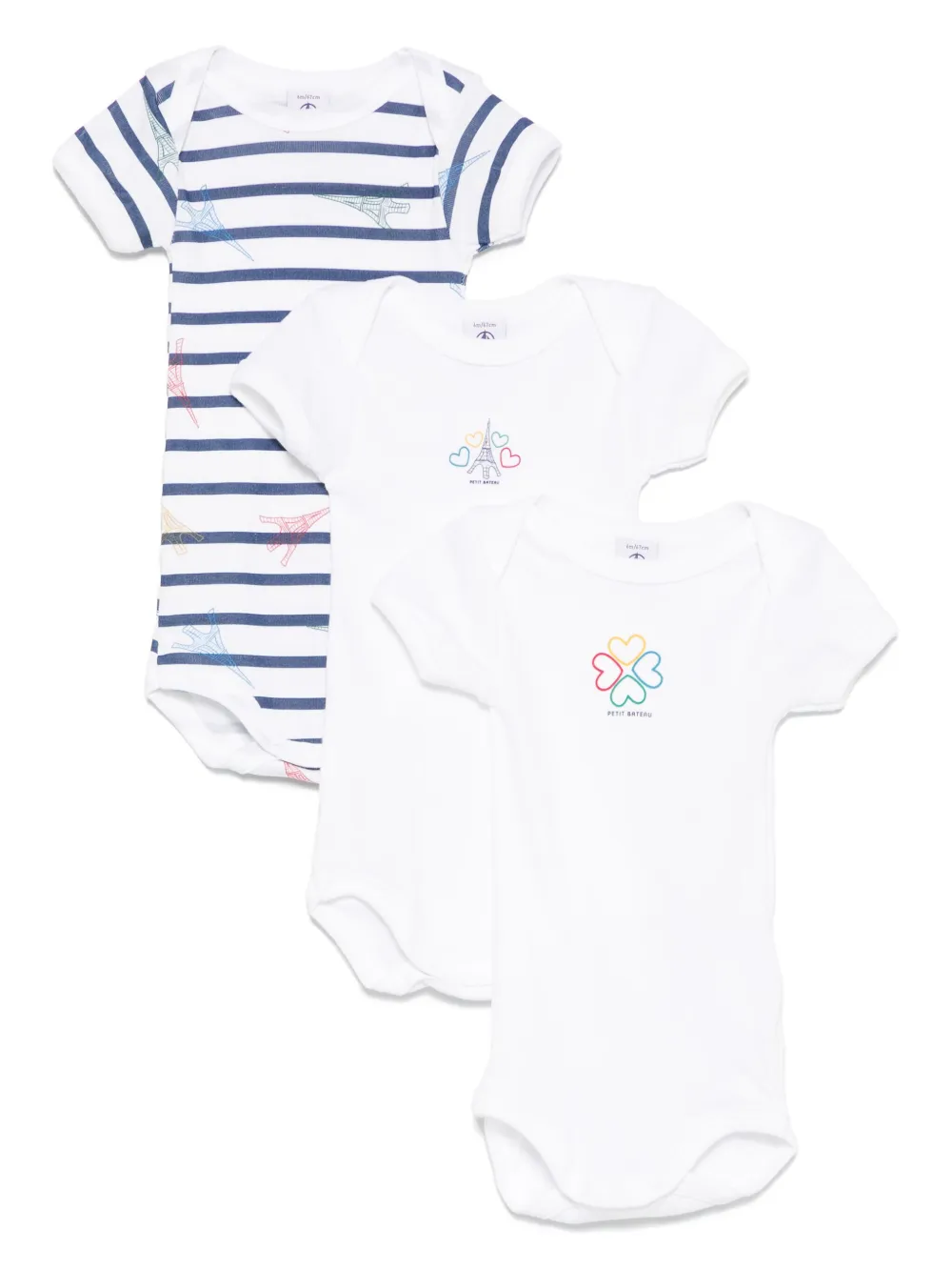 Petit Bateau ストライプ ベビーウェア セット - ホワイト Petit Bateau ストライプ ベビーウェア セット - ホワイト