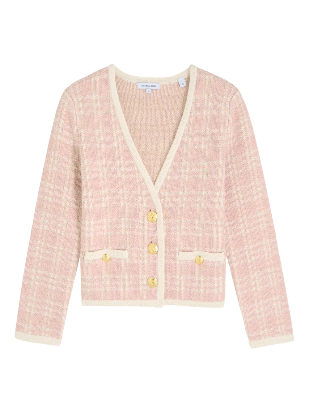 Veronica Beard Check-pattern Cardigan In Pink