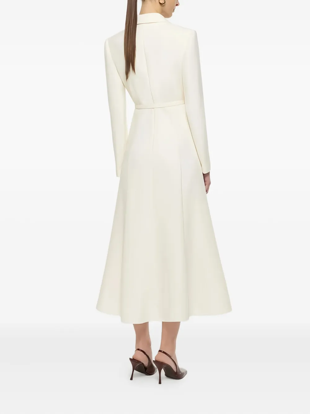 Roland Mouret Maxi-jurk met dubbele rij knopen en ceintuur Wit