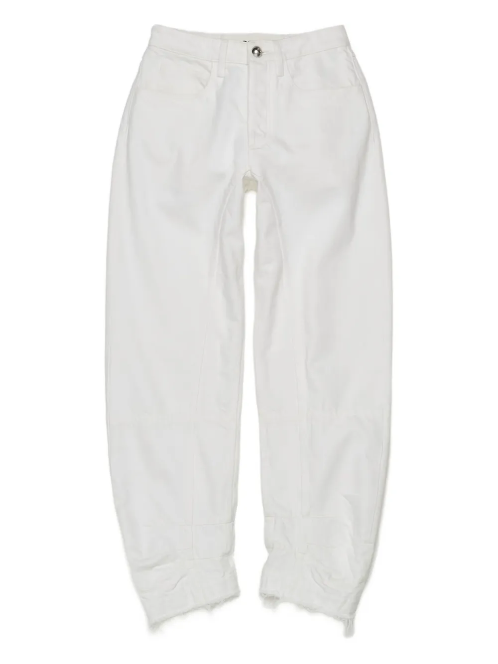 Jil Sander パネル フレイド パンツ - ホワイト Jil Sander パネル フレイド パンツ - ホワイト
