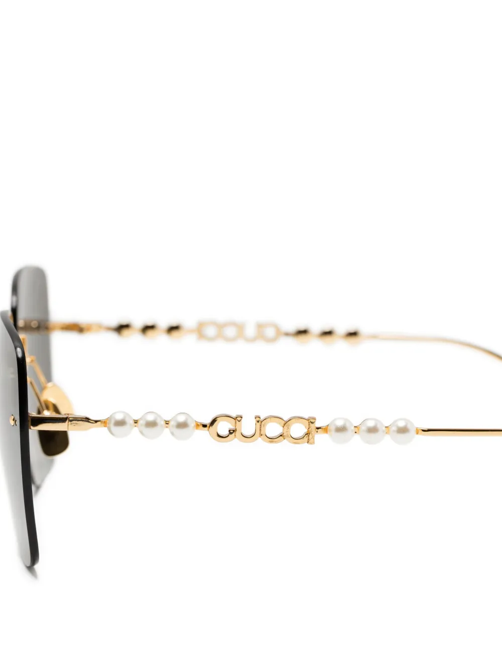 Gucci Eyewear Zonnebril met rechthoekig montuur Goud