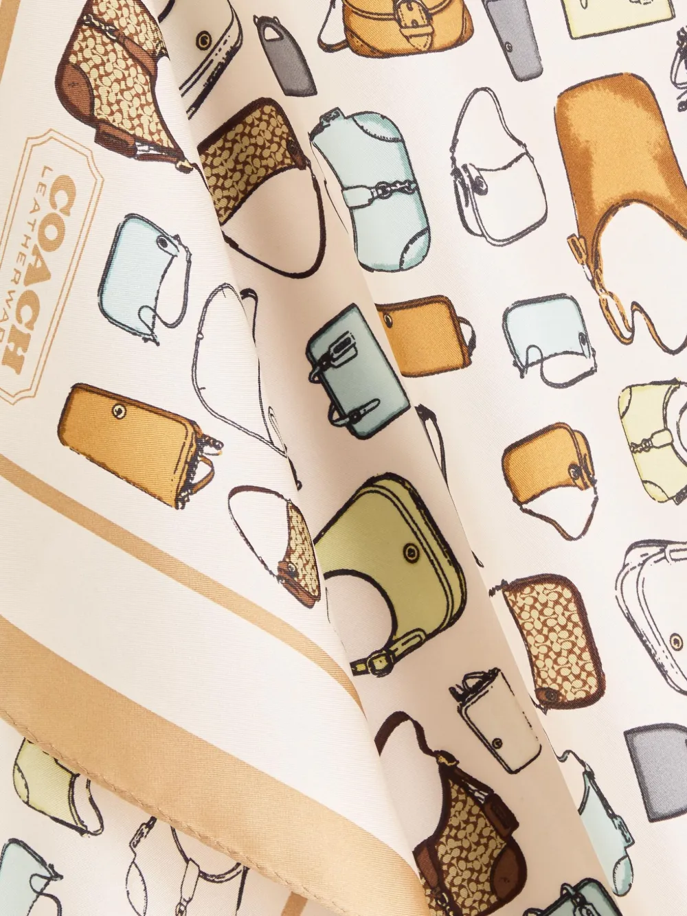 Coach bag-print silk scarf - Beige