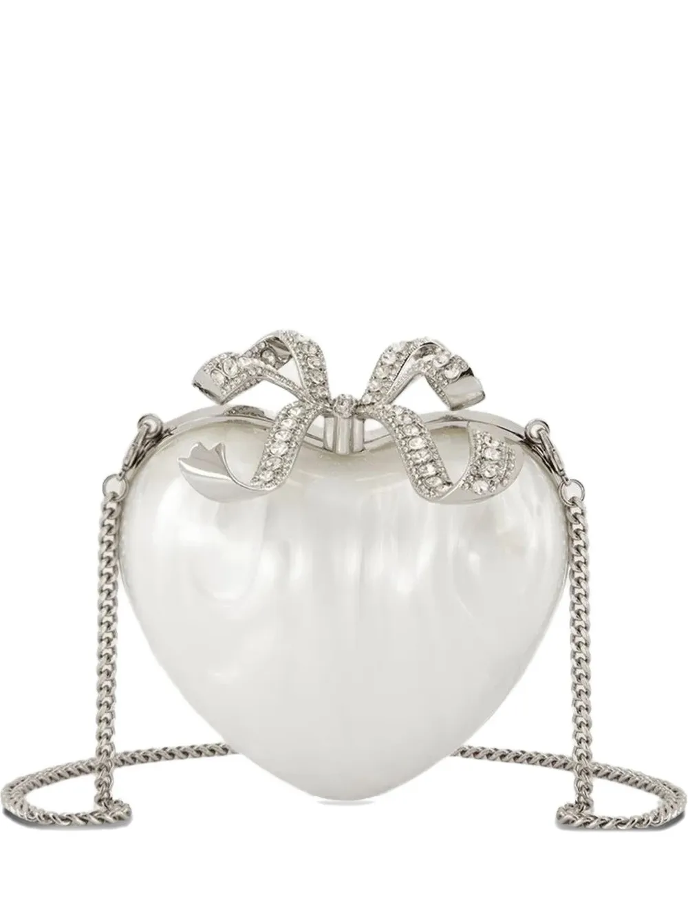 Self-portrait Heart-shaped Crystal-embellished Clutch In Neutral