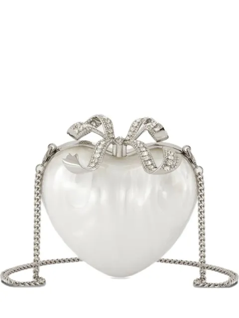 Self-Portrait heart-shaped crystal-embellished clutch