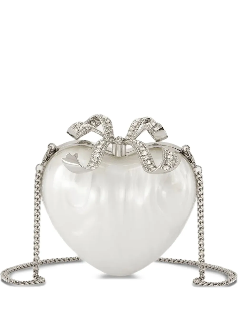 Self-Portrait heart-shaped crystal-embellished clutch | Neutrals | Image 1