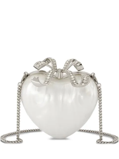 Self-Portrait heart-shaped crystal-embellished clutch