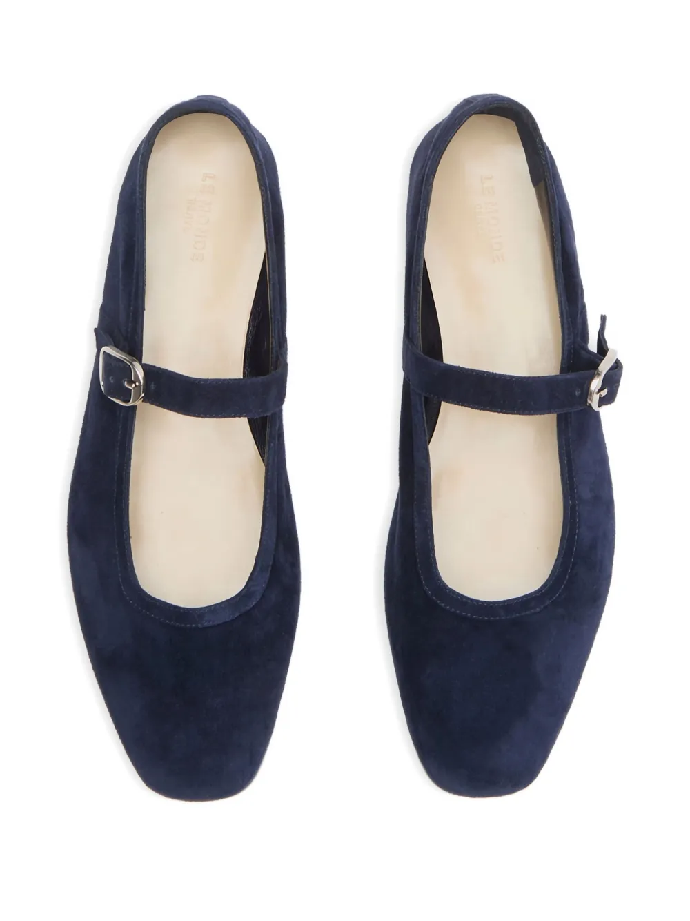 Le Monde Beryl buckle-strap suede ballet flats Blue