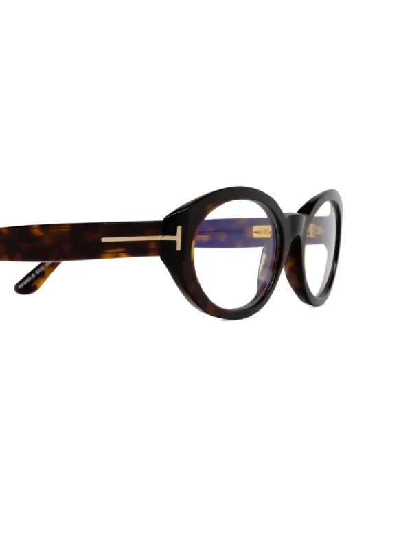 TOM FORD Eyewear トータスシェル ラウンドメガネフレーム | ブラウン 