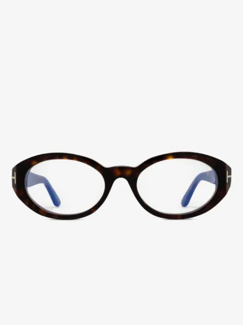 TOM FORD Eyewear tortoiseshell-effect round-frame glasses