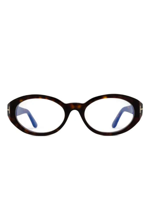 TOM FORD Eyewear トータスシェル ラウンドメガネフレーム | ブラウン 
