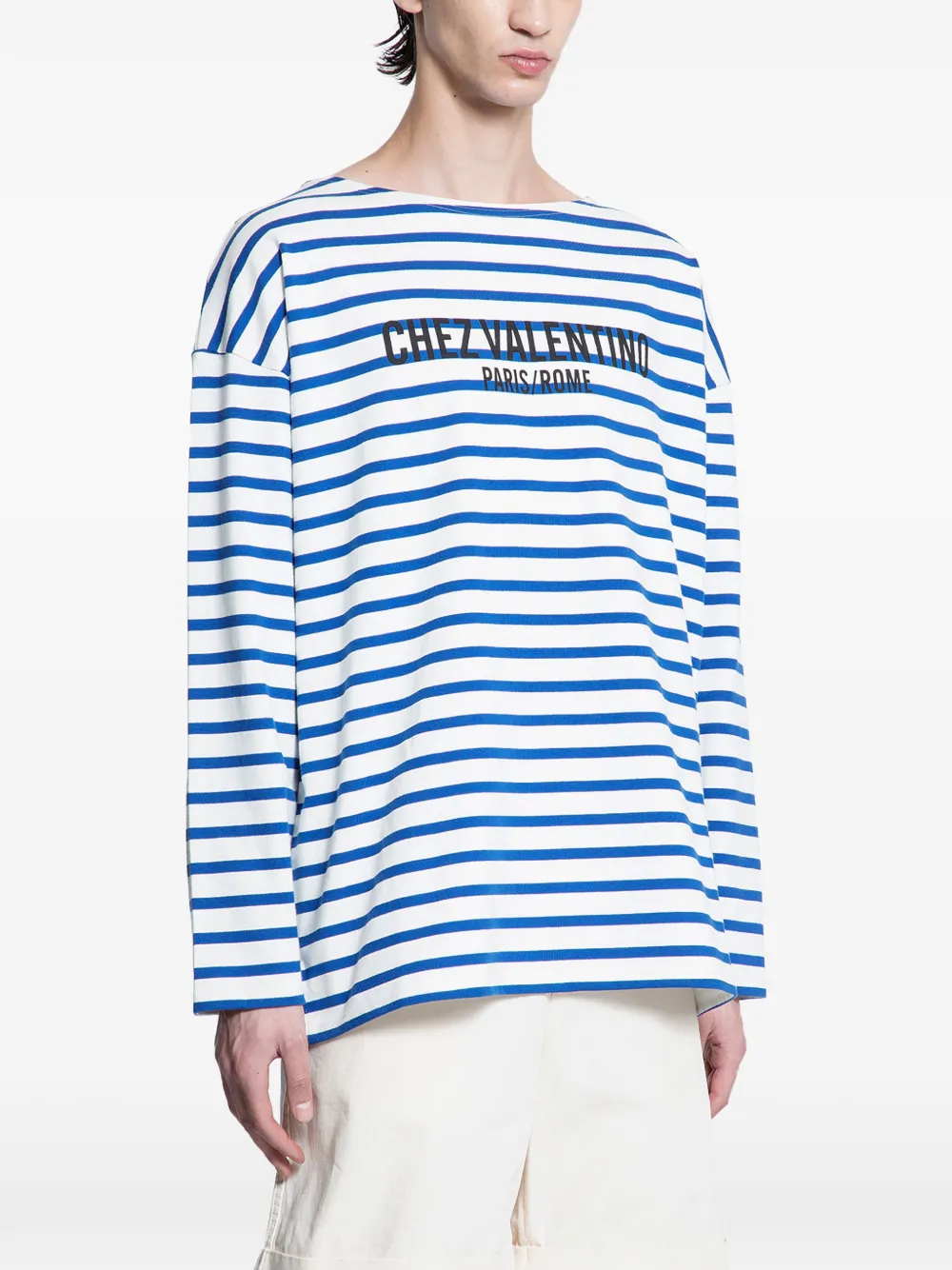 Valentino Garavani striped-pattern long-sleeve T-shirt - Wit