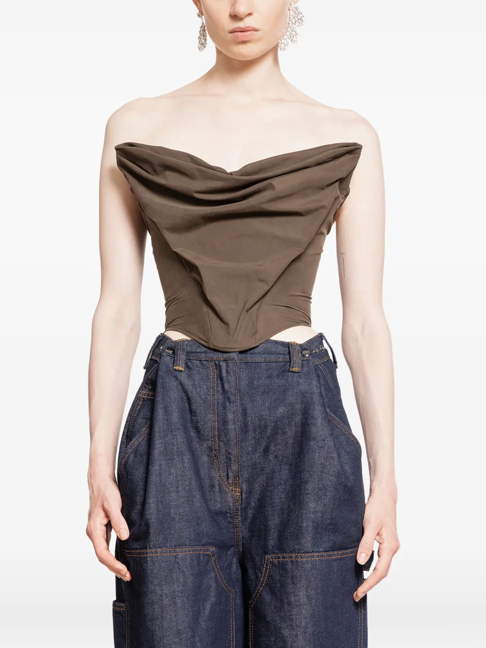 Magda Butrym draped corset top - Brown